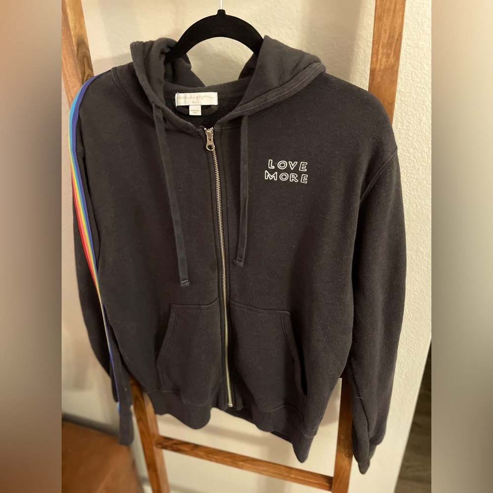 Spiritual Gangster Zip Up Hoodie Jacket Love More Rainbow size Small